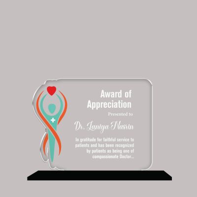Personalized Doctor Appreciation Award Custom Acrylic Trophy with Name & Message, UV Printed Medical Recognition Trophy for Healthcare Professionals